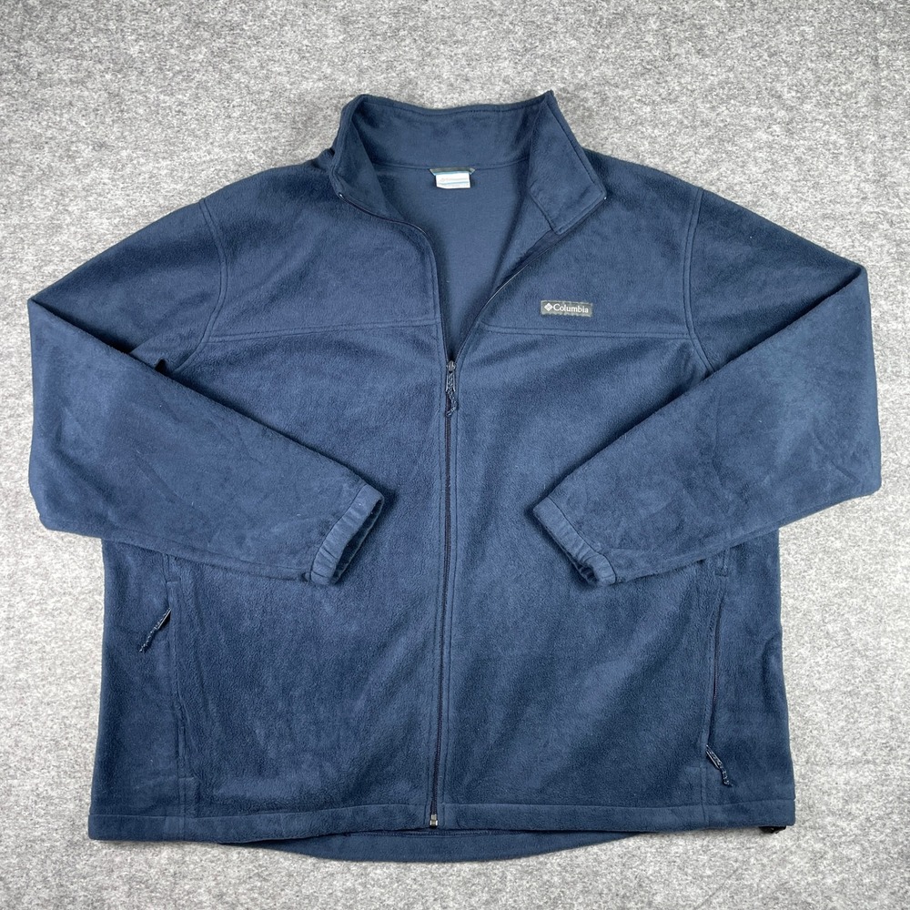 Columbia Fleece Jacket Mens 4XT Blue Mountain Full Zip Soft Outdoor 13054